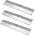 Universal Replacement Heavy Duty Adjustable Heat Plate Shield, Stainless Steel Heat Tent, Burner Cover, Flavorizer Bar, Flamer Tamer for Gas Grill Models, Extends from 11.75" up to 21" L, 3 Pack