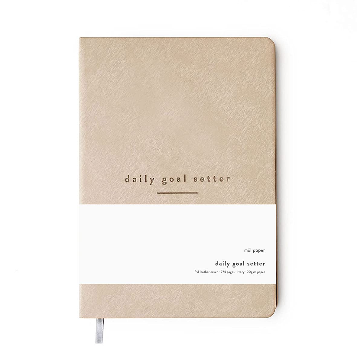 Mal Paper 6 Month Daily Goal Setter - Tan 274 Page Undated Planner | Soft Cover Productivity Diary with Affirmations, Note Pages Weekly & Monthly View | Mindfulness & Wellbeing Manifestation