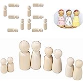56 PCS Unfinished Natural Wooden Peg Dolls | Little Wooden peg People for Painted or Craft