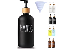 LOOCHICA Black Glass Kitchen Soap Dispenser, Detergent Dispenser or Hands Soap Dispenser for Kitchen Sink, Black Soap Dispenser, Modern Farmhouse Decor Dish Soap Pump for Kitchen Organization