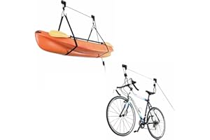 Onefeng Sports Kayak Lift Hoist Bike Ceiling Lift Hoist Overhead Rack Garage Storage Canoe Lift with 100 lb Capacity Even Wor