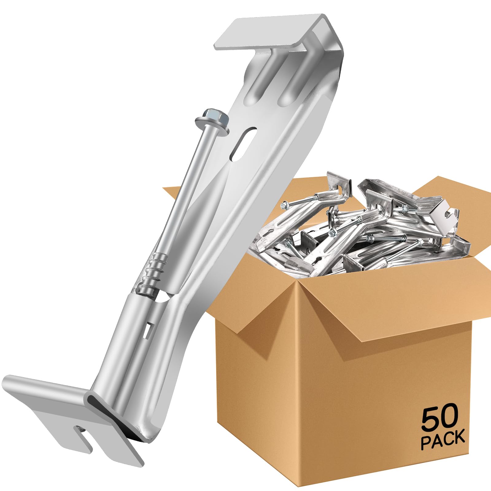 Photo 1 of 5 Inch Gutter Hangers, Hidden Aluminum Gutter Brackets with Assembled Screw - Support Sagging rain gutters.(50 Pcs)