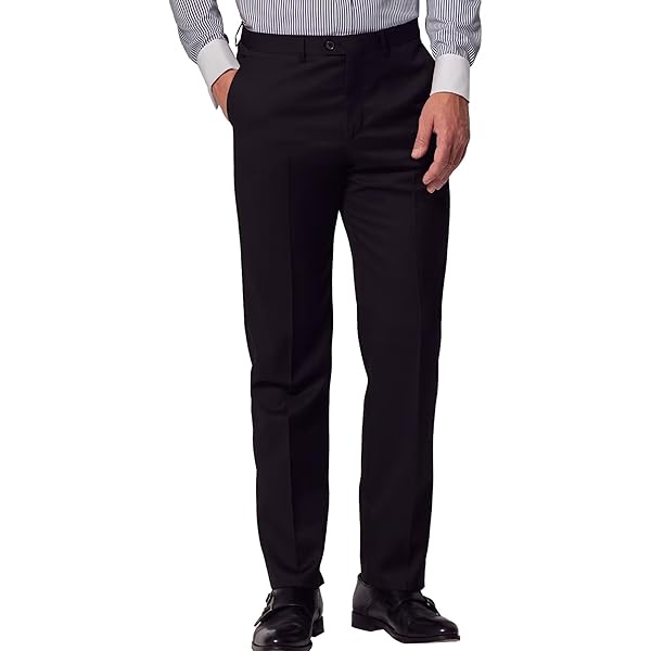 RGM Mens Dress Pants Flat Front - Machine Washable Casual Pants for  Everyday Comfort