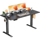 DUMOS 63 Inch Electric Standing Desk, Memory Adjustable Home Office Desk | Sit Stand Up Desk for Work Home Office,Adjustable Desk, Rising Computer Table with Splice Board,Cable Management,Hook,Black