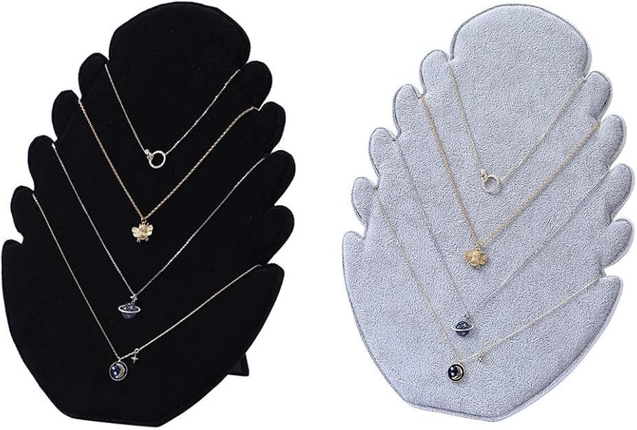 Espositore Per Gioielli 4 Pezzi In Velluto Nero | Supporto Per Anelli E Collane | Yudu Tagliere 4 In 1