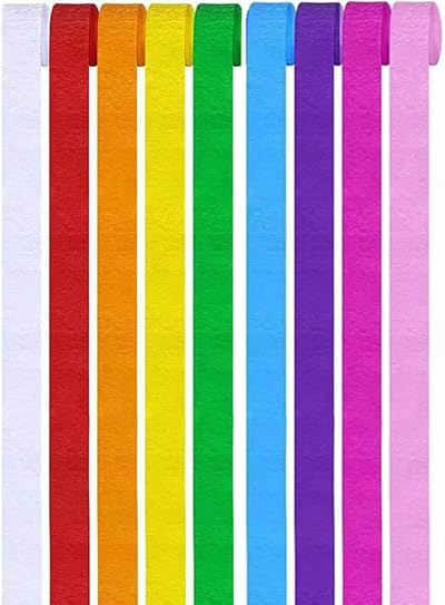 Aisszhao Crepe Paper Streamers 9 Roll Rainbow Curtain Backdrop Festival Decor