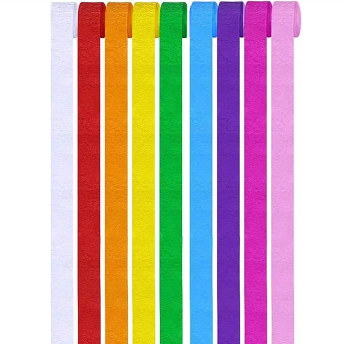 9 Rolls Crepe Paper Craft Streamers Hanging Rainbow Crepe Paper Streamers Red Orange Yellow Green Blue Purple Pink White CrepePaper Roll StreamerCurtain Backdrop Hanging Tassels Festival Party Decor — image 1