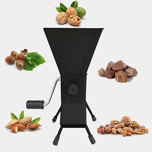 Steel NUTCRACKER World's BEST Hand Crank BLACK WALNUT & MACADAMIA Nut