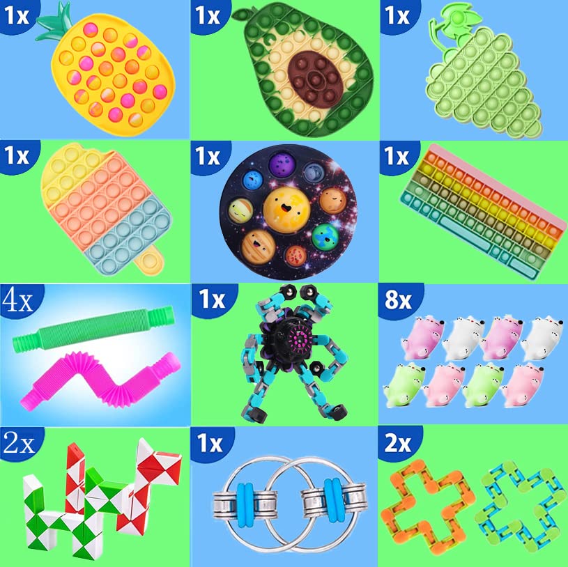 Fidget Toy Pack Pop Fidgets Toy Set Fidget Toys Pack Stress Relief and