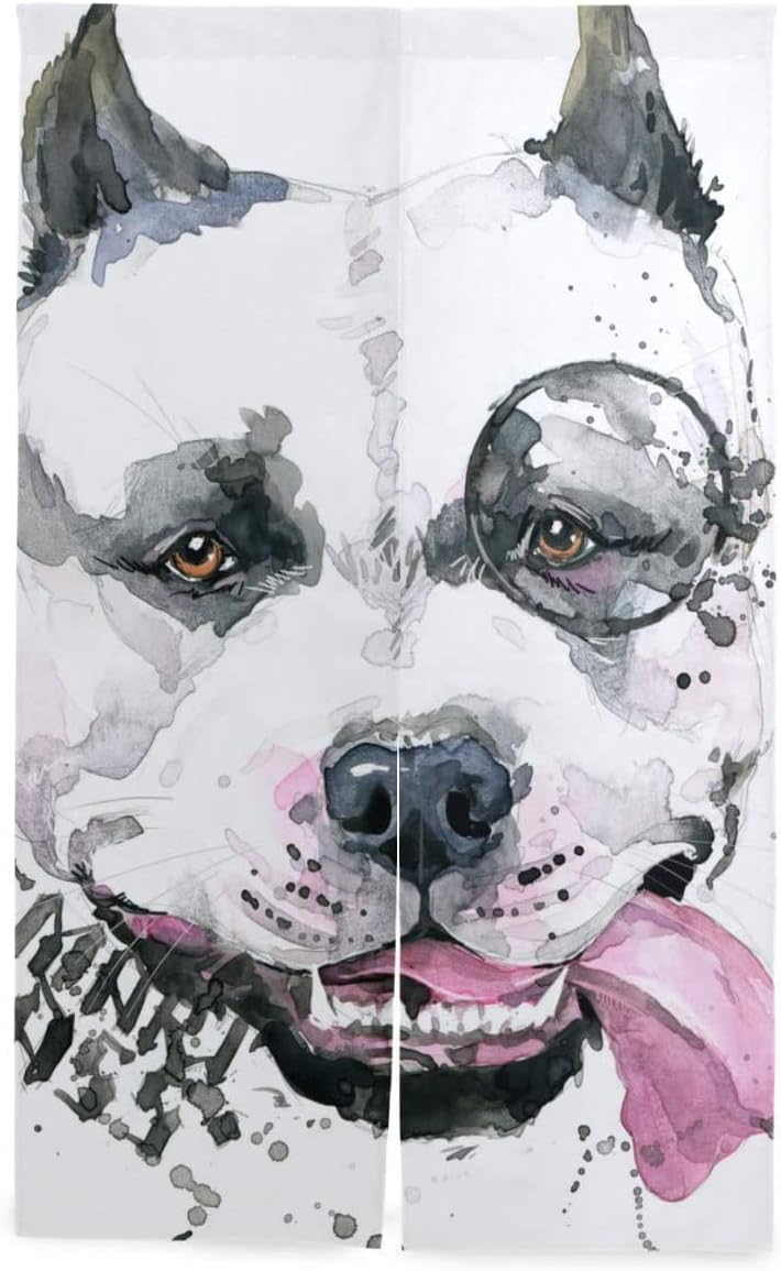 Amazon Tinzzeros のれん おしゃれ 水彩犬イラスト 入り口に 居酒屋 トイレ 装飾用 暖簾 ヨーロッパ 浴場 風情を添 日よけ暖簾 突っ張り棒付き 幅70 丈150 のれん オンライン通販