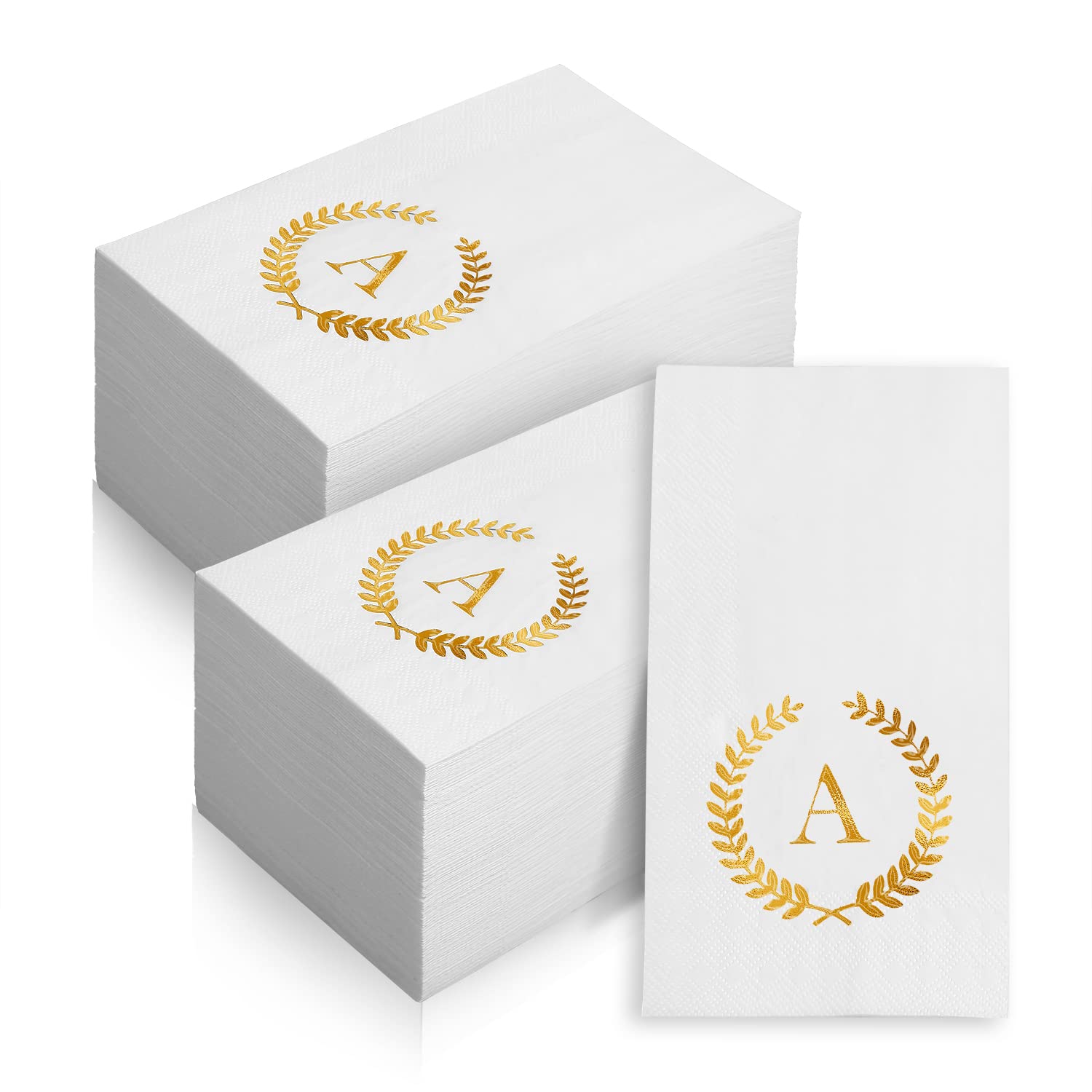 Photo 1 of 200 Pack Monogrammed Disposable Napkins Gold Foil Letter A Guest Napkins Initial Disposable Hand Paper Towels for Wedding Engagement Baby Shower Party Home Kitchen Bathroom Dinner Decorative Towels