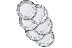Corelle Vitrelle Salad Plates Set, Triple Layer Glass and Chip Resistant, 9-Inch Lightweight Round Plates, Portofino, Caspian