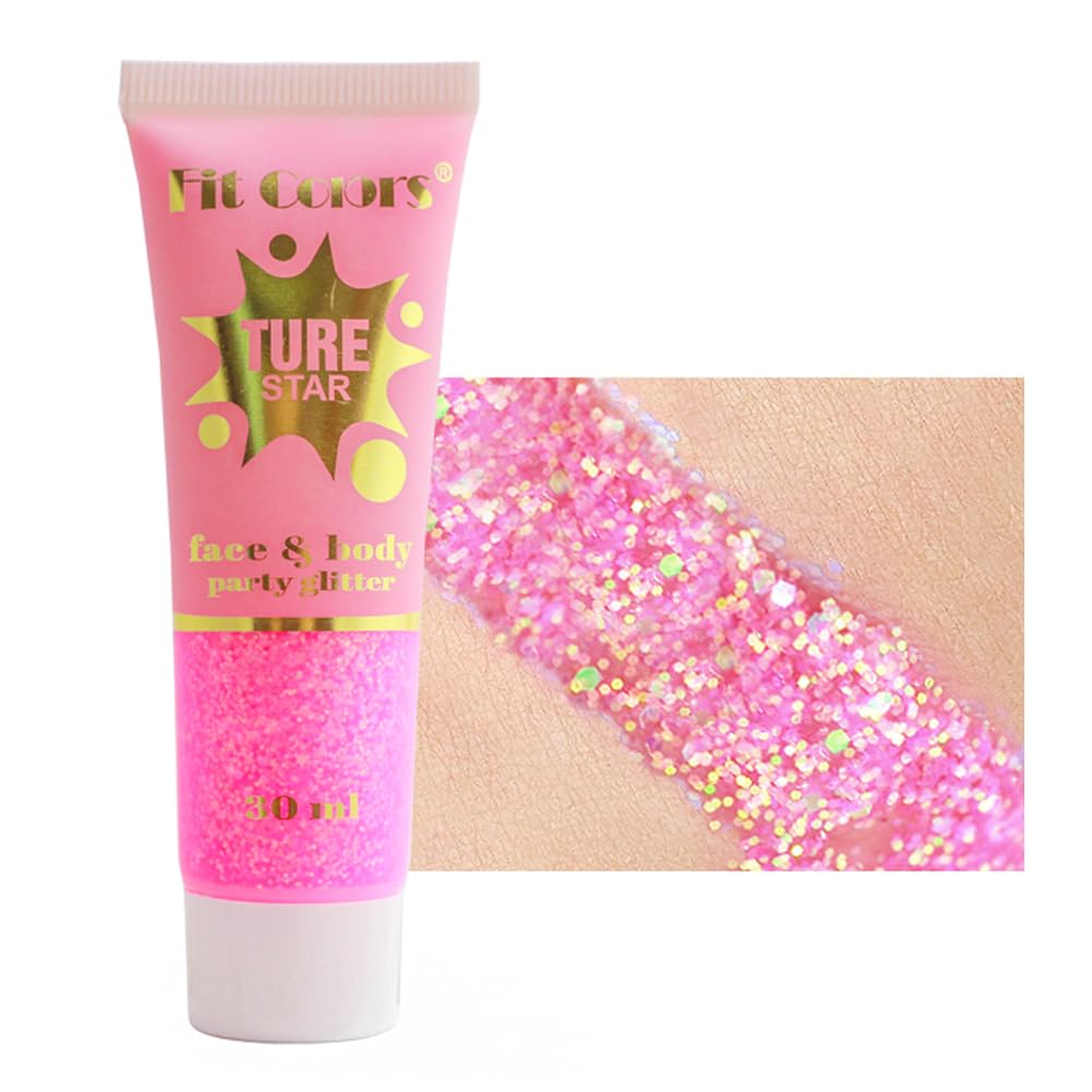 GL-Turelifes Holographic Body Glitter, Chameleon Face Glitter Mermaid Liquid Eyeshadow Fine Glitter for Body, Face, Hair, Halloween Wedding Festival Glitter Sparkling 1.06oz (#04 Pink)