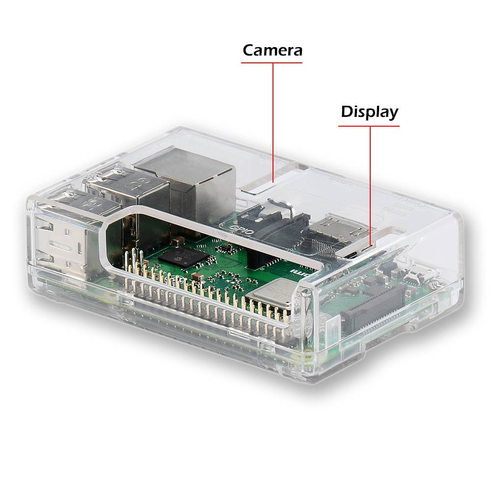 Raspberry Pi 3B+ Case - Transparent with Heatsink - Access to All Ports