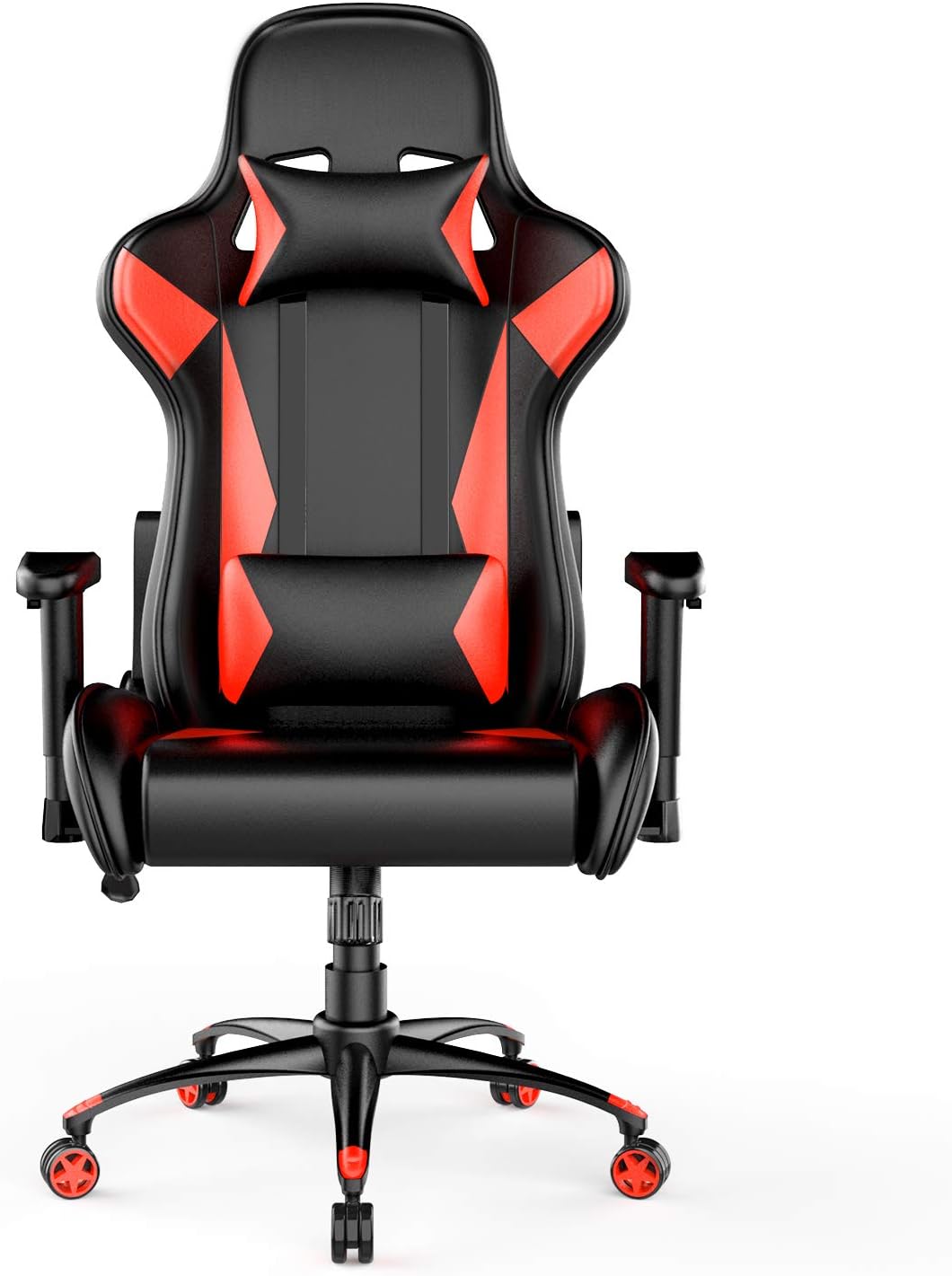 Amazon Basics Silla para gaming, diseño deportivo, polipiel de PU, rojo