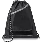 Francois et Mimi Light-weight Large Capacity Drawstring String Bag for Sports Gym Sackpack, Cinch Bag, Gymsack, Printable with Zipper (1 Pack)
