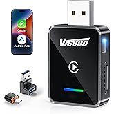 Visoud 2026 Upgraded Android Auto & Carplay Wireless Adapter for iPhone, One Click Switching, Bluetooth 6 & 5.8GHz WiFi, Real Plug & Play, USB-A/C for 2016+ Cars.