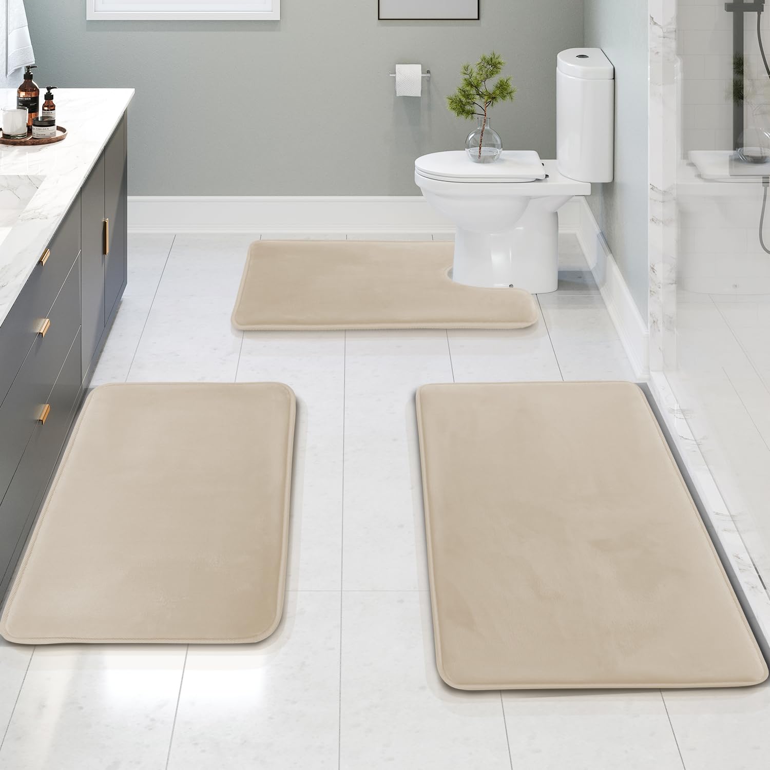 Photo 1 of Clara Clark Bathroom Rugs, Velvet Memory Foam Bath Mat, Non-Slip Bath Rugs, Machine Wash, Dries Quickly, Ultra Soft Plush Bath Mats for Bathroom,