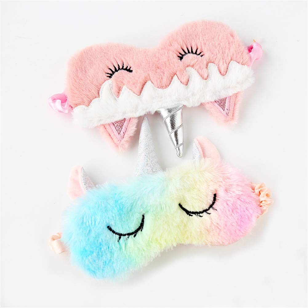 Cute Animal Sleeping Sleep Mask Soft Plush Blindfold Cute Rabbit Panda Koala Eye Cover Eyeshade for Kids Teens Girls Women (Unicorn Rainbow) : Beauty