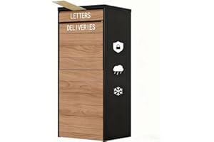KAER Secure Package Delivery Box for Outside - Large Parcel Drop Box with Anti-Theft Mailbox, Waterproof Outdoor Package Mailbox (Woodgrain Pattern, 41.7H x 19.7D x 12.8W)