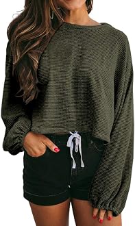 Long Sleeve Shirts Waffle Knit 