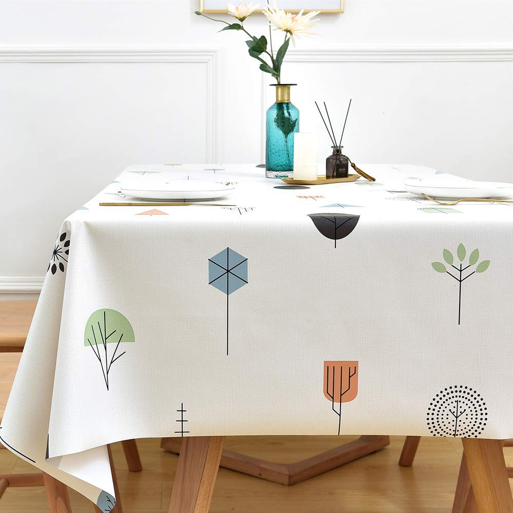 Yofori Table Cloth Plastic Tablecloth Wipeable PVC Wipe Clean WaterProof Table Cover (Refreshing, 137x180cm)