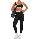 TDIFFUN Women Workout Sets 2 Piece Seamless Scrunch Butt Lifting Leggings Padded Sports Bra Matching Set Gym Yoga Outfits