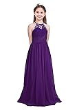 iEFiEL Girls Halter Lace Chiffon Flower Wedding