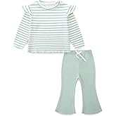 Toddler Baby Girl Clothes Long Sleeve Crewneck Sweatshirt with Bell Bottom Pants Spring Fall Winter Outfits