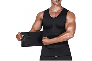 QWENTMTNTY Sauna Suit for Men Weight Loss Zip Up Gym Workout Sweat Vest Sport Waist Trainer Body Shaper Adjustable Tank Top
