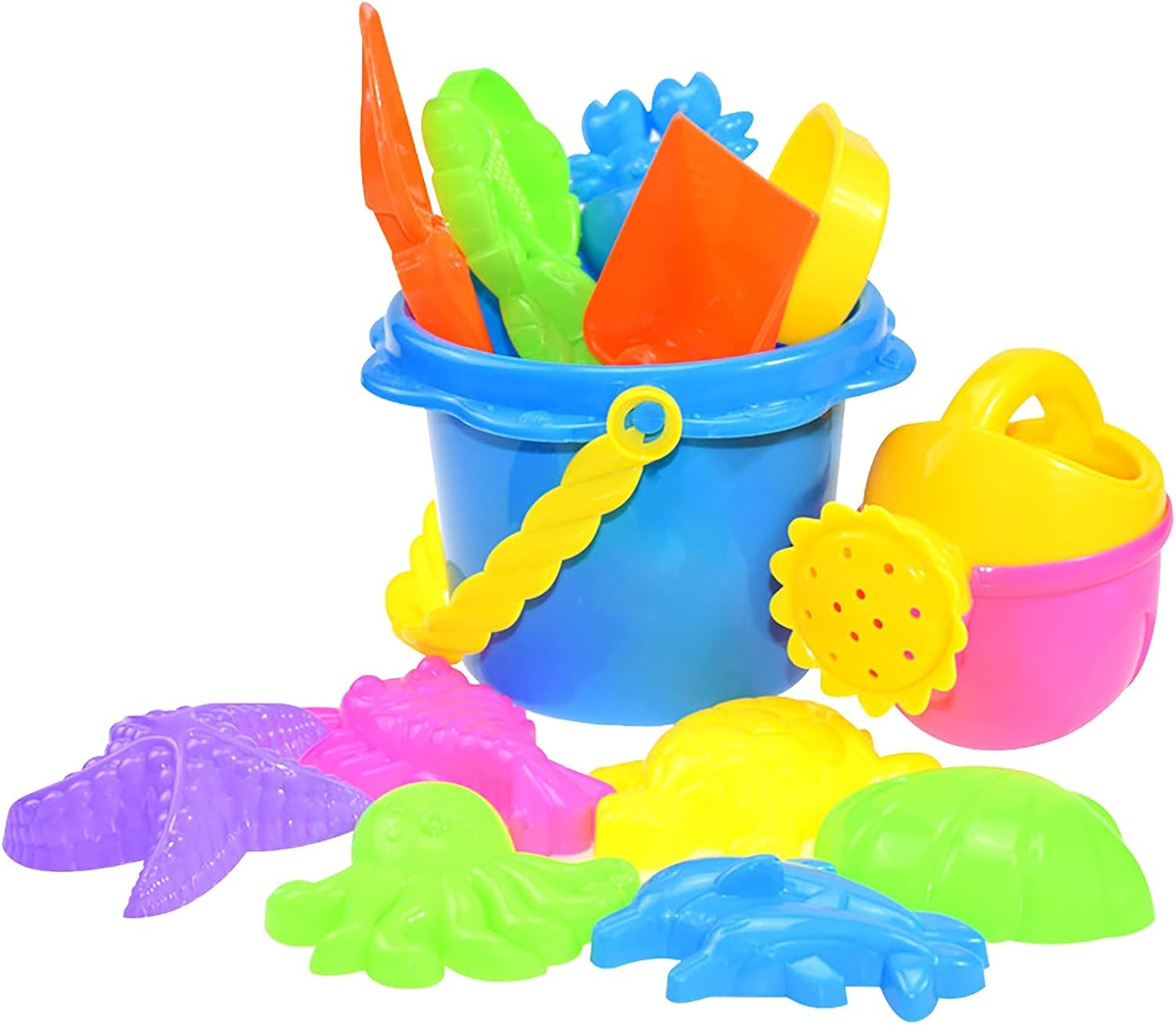 Kit 10 Pièces Jouets De Plage Enfants - Seau, Pelle, Moules Animaux Marins | Sans BPA, Idéal Sable Et Eau