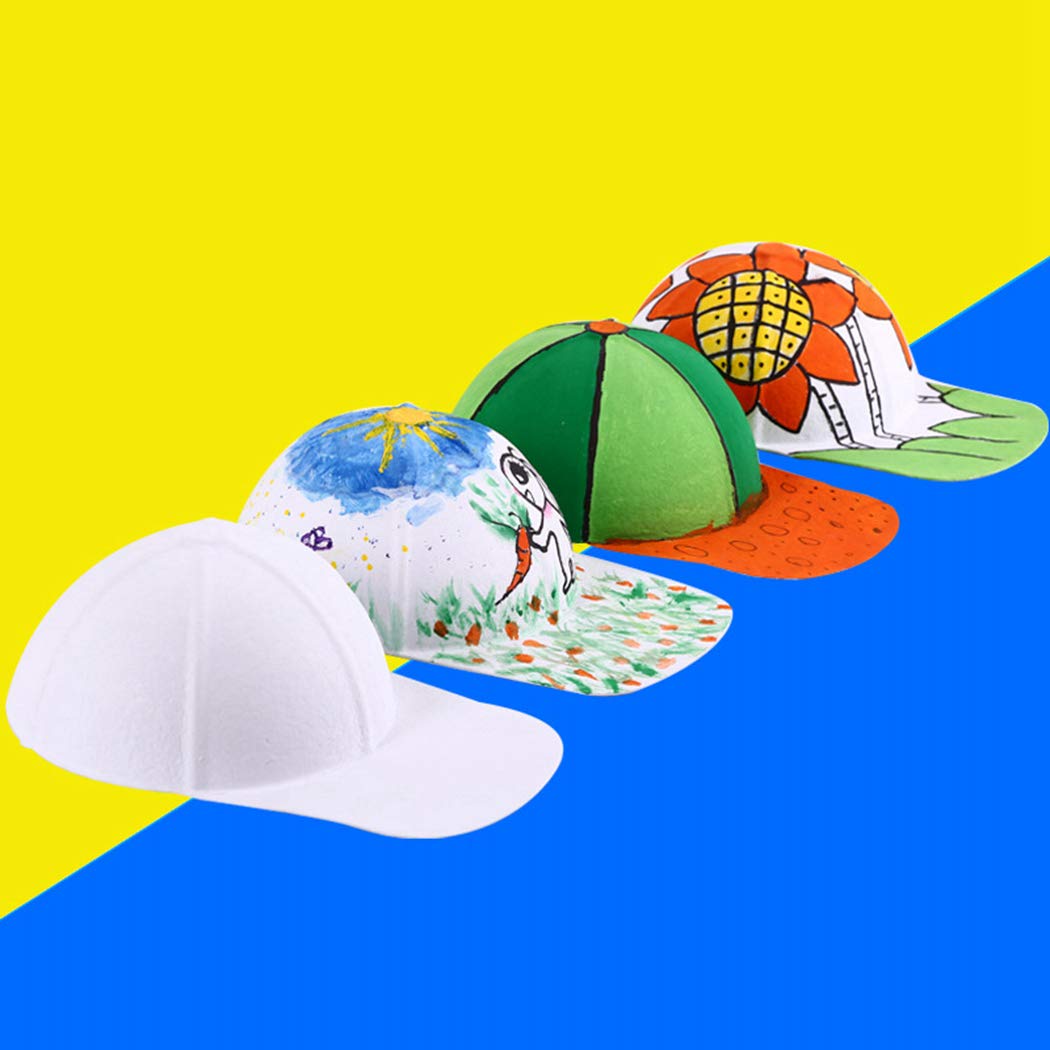 B bangcool DIY Kids Baseball Caps Hats - White DIY Creative Painting Polyester Sun Hat Sports Cap for Kids Aged 3-12 yrs Old (5PCS)