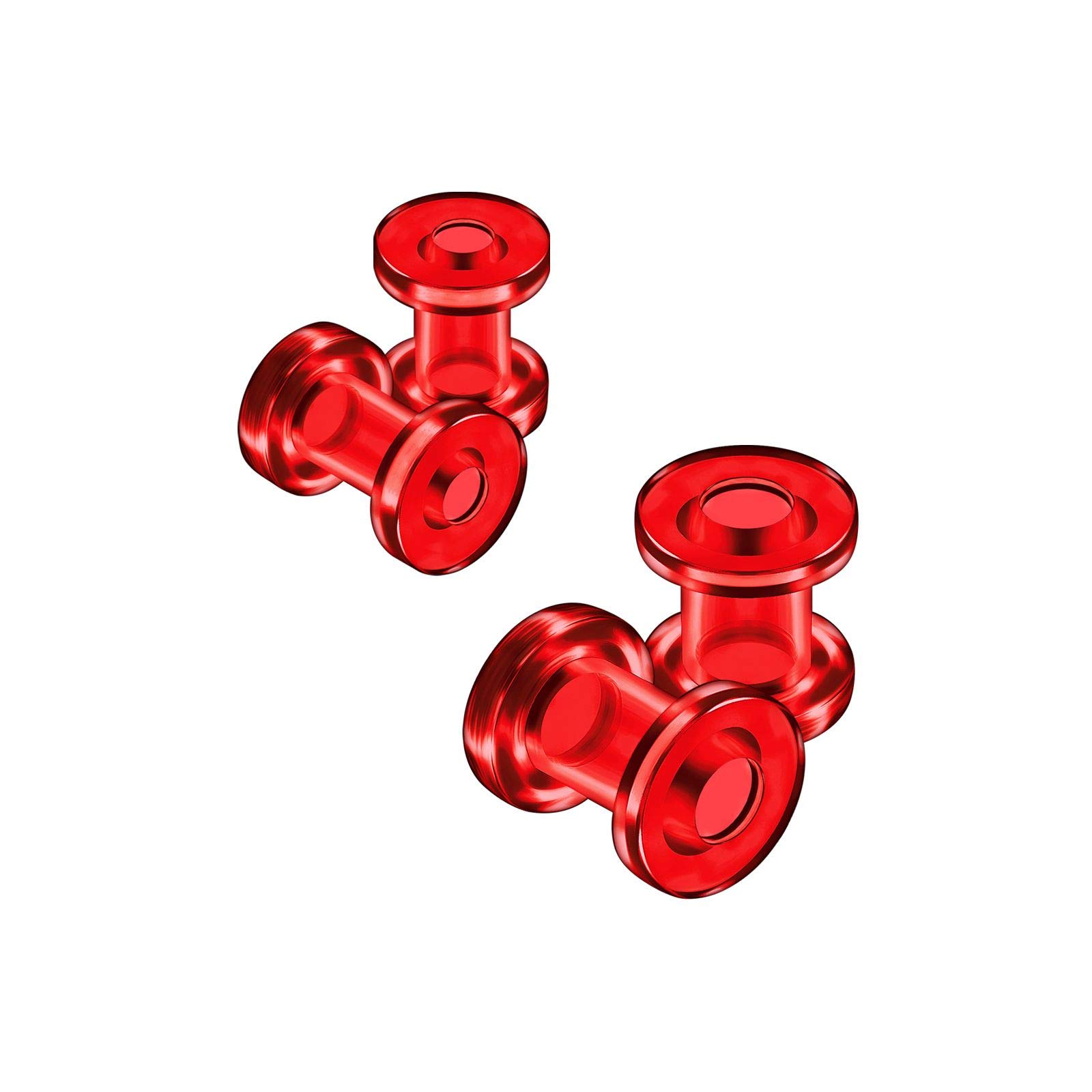 4PCS Acrylic Red 4g 5mm 2g 6mm Flesh Screw Ear Ring Stretcher Lobe Gauge Tunnel Plug Piercing Jewellery 4551
