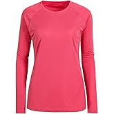 Womens Workout Shirts Long Sleeve Crew Neck T Shirt Slim Fit Sports Running Shirts Breathable Athletic Tops