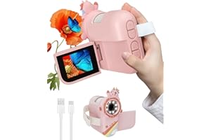Pink 360 Handheld Digital Microscope Camera, 1000X Mini Pocket Microscope,Mini Camera, 2.0" Screen, 8 LED Lights