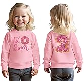 MODNTOGA Birthday Girl Sweatshirt Toddler Kids Two Sweet Print Donuts Graphic Long Sleeve Shirt 2T Bday Party Outfit Tops