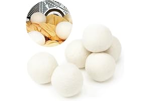 Laundry Wool Dryer Balls, 6 Pack Natural Fabric Softener, Reusable Laundry Balls for Dryer, Reduces Clothing Wrinkles and Sav