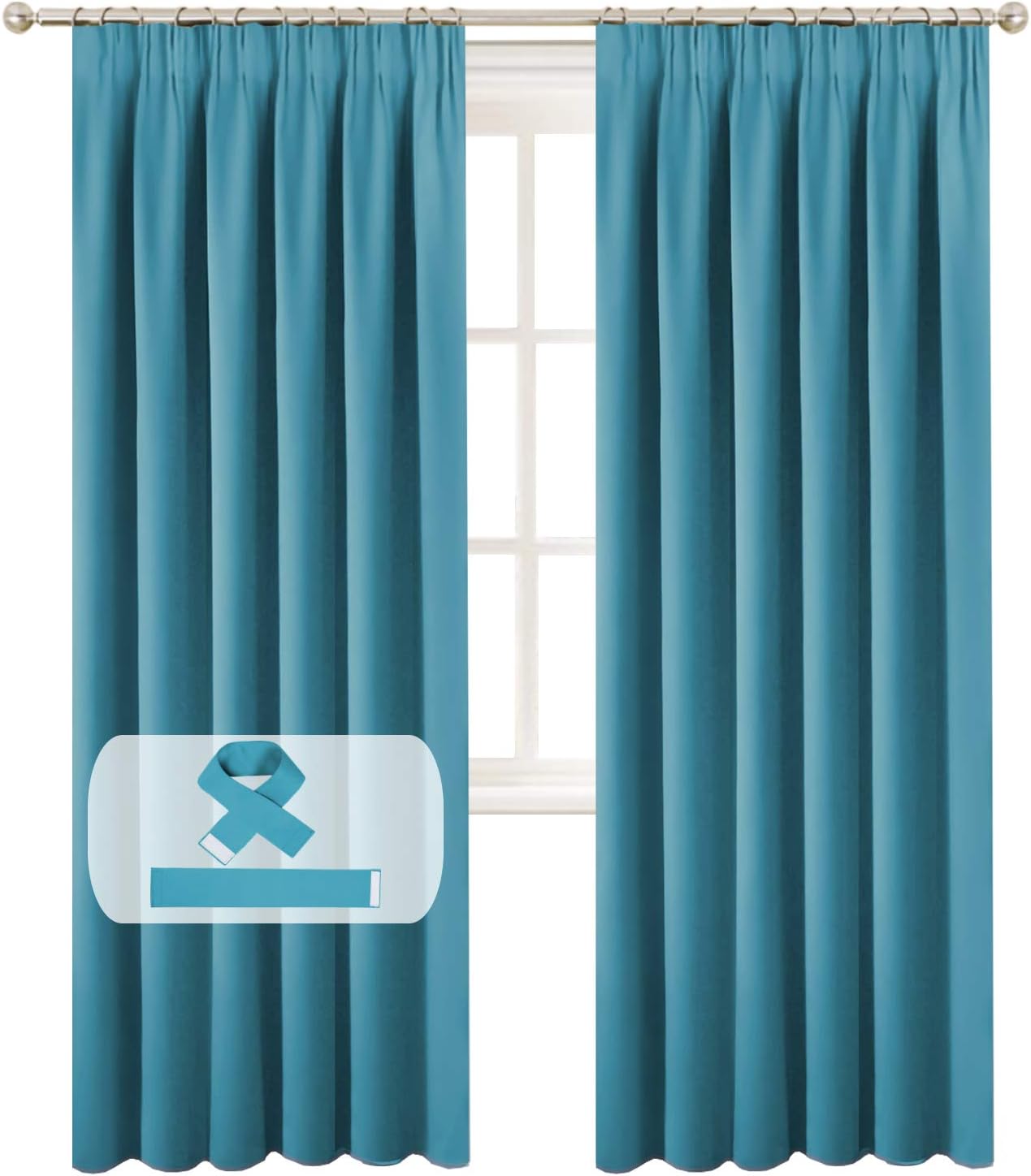 Super Soft Solid Thermal Insulated Pencil Pleat Blackout Curtains for