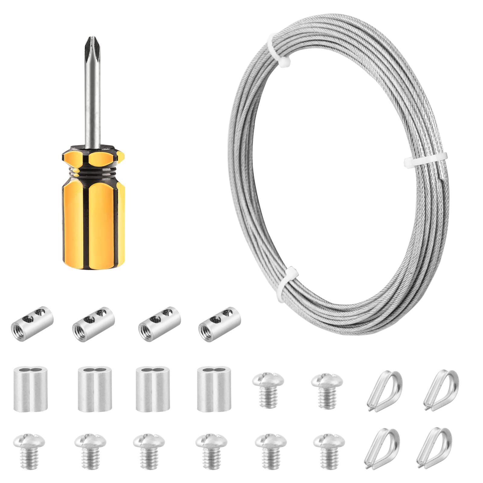 Abimars Stainless Steel Garden Cable - 2mm, 10m, Crimping Aluminum, 7x7 Strand Core Metal Cable With Clothes Line, Picture Hanging, Fence