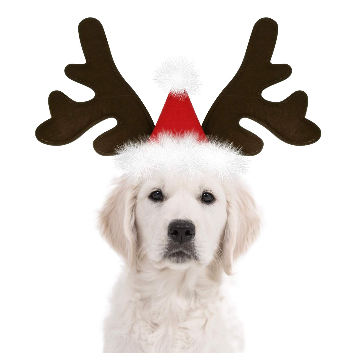 KUDES Dog Christmas Reindeer Antlers Headband Classic Elk Hat Headwear Pet Costumes Accessories