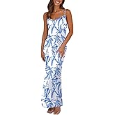 PRETTYGARDEN Women's 2026 Spring Floral Spaghetti Strap Maxi Dress Stretch Sexy Bodycon Dress Backless Slip Long Dresses