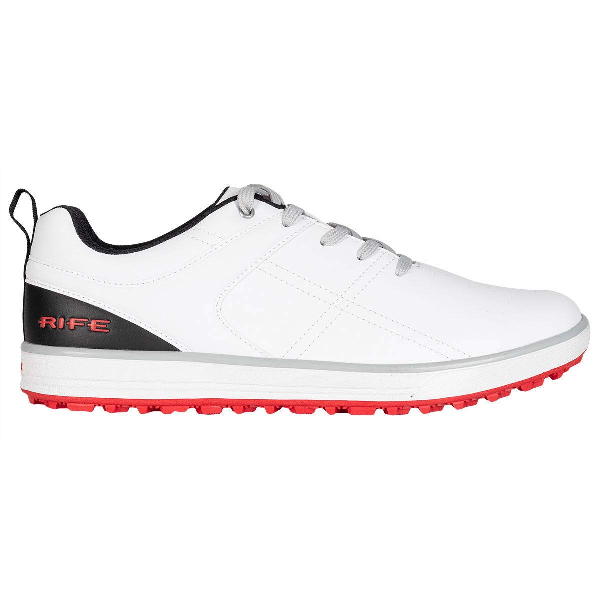 Rife RF-01 Pro-Approach Spikeless Golf Shoes, Male, White/Black/Red, 7, Regular