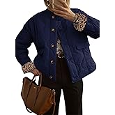 Dokotoo Casual Quilted Jackets for Women Button Down Leopard Puffer Jacket Womens Winter Coats with Pockets