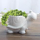 GeLive Tortoise Succulent Planter Turtle Plant Pot Animal Fun Vase Window Box Cute Home Decoration, 5 Inch, Indoor Outdoor