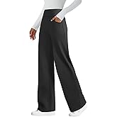 keriffe Womens Wide Leg Yoga Pants with 4 Pockets High Waist Stretchy Loose Dress Work Casual Sweatpants
