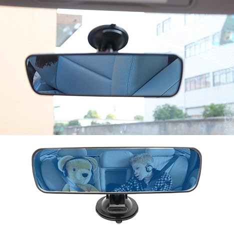 Amazon アンチグレアブルーミラーユニバーサル車トラックワイドフラットインテリアリアビューミラー吸盤クリップオン バック 幅24 5cm 9 6インチ ルームミラー 車 バイク