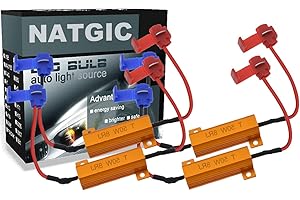 NATGIC 4pcs 50W 8 ohm LED Load Resistors Decoders for Turn Signal Lights, Fog Lights Lamps, DRL with 8pcs Quick Wire Clips (Fix Hyper Flash, Error Canceller, Warning Canceller)