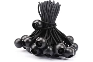 T TENTA 30 Pcs 4 Inches Ball Bungee Cords, Black Heavy Duty Heavyweight Tarp Black Ball Bungee, 4mm Thickness Weather Resistant Tie Down Strap, Suitable for Camping, Securing Tents, Fixing Cables and Hoses
