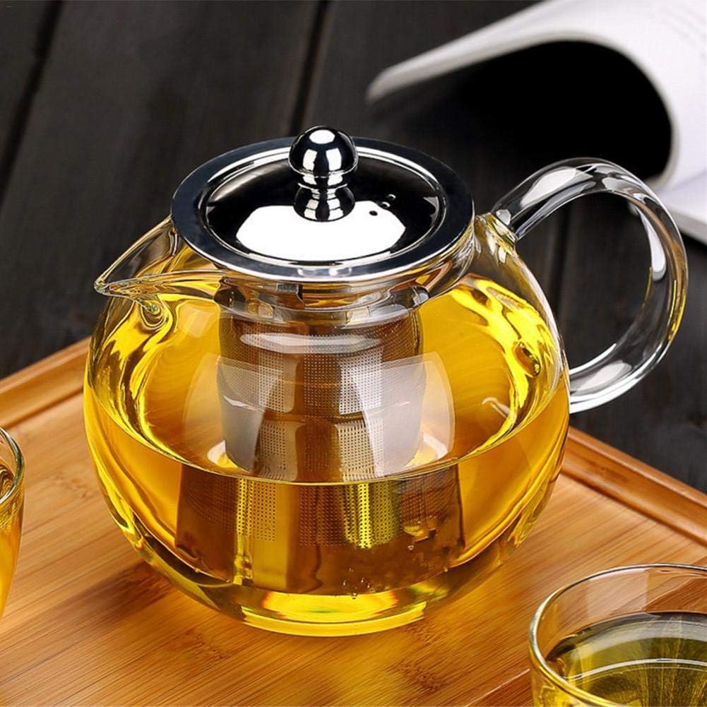 Teapots Glass Teapot with Heat Resistant Stainless Steel Infuser Microwave and