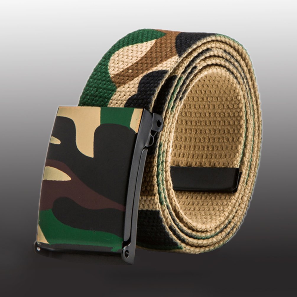 Vbiger Men\'s Plain Canvas Casual All-match Belt (D-Army Green / 110cm)